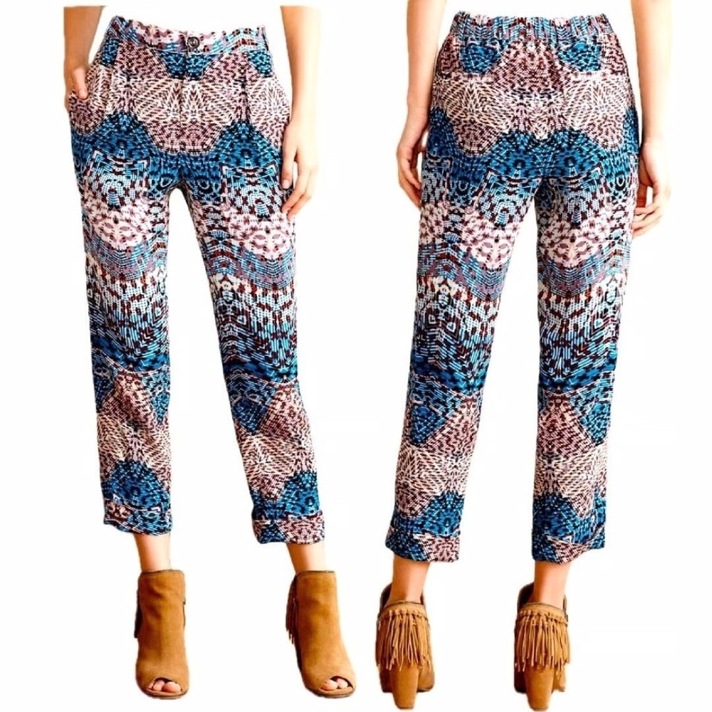 Anthropologie ELEVENSES Pants‎ Womens 4 Printed Lanikai Tailored Pockets Cropped